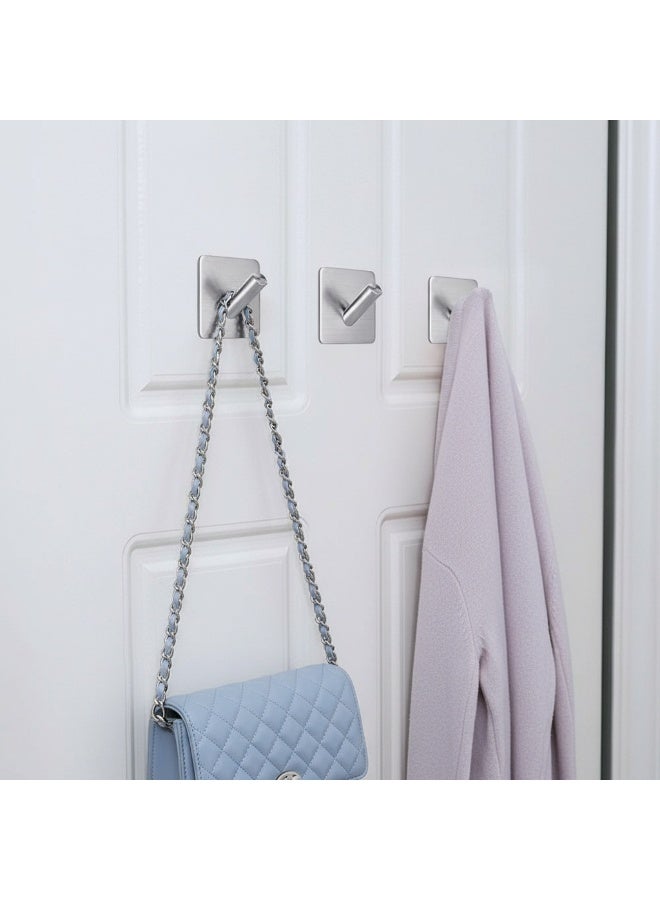 دونيكارت خطافات جدارية لاصقة شديدة التحمل، مصنوعة من الفولاذ المقاوم للصدأ، خطافات متعددة الاستخدامات بدون مسامير، خطافات لاصقة لتعليق المناشف والأقمشة والتقويمات، متوفرة للمطبخ، والخزانة، والمرحاض، والسقف، والباب - Image 5